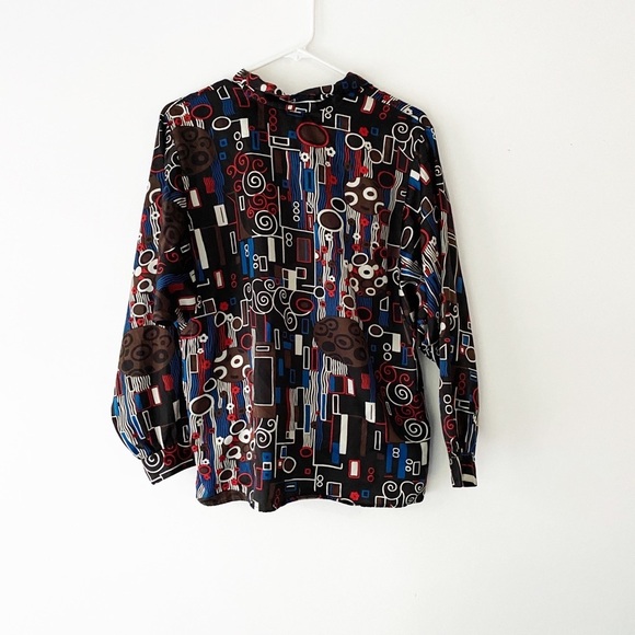 Vintage Diane Von Furstenberg Geometric Shapes Blouse Button-Up Blouse Small - Picture 6 of 9